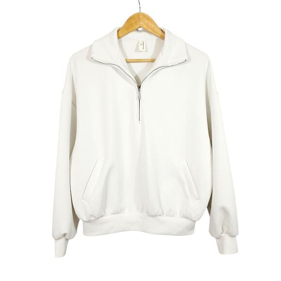 Commense Break Free Scuba Pullover Half Zip Oversize Sweatshirt in White Size XS - Picture 10 of 11